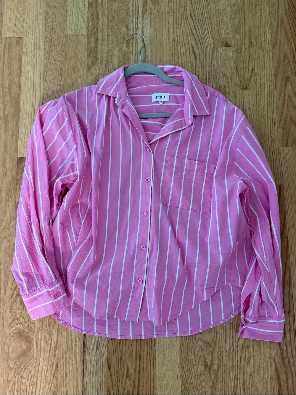 pistola Pink and White Striped Oversized Button-Down